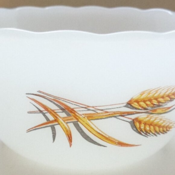 VTG Fire King Golden Wheat Ramekin Custard Cups Anchor Hocking Milk glass Set 8 - Picture 3 of 6